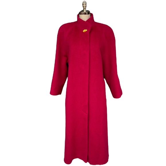 Vintage London Fog Magenta Heavy Wool Overcoat - Size 6 Reg - Picture 1 of 16